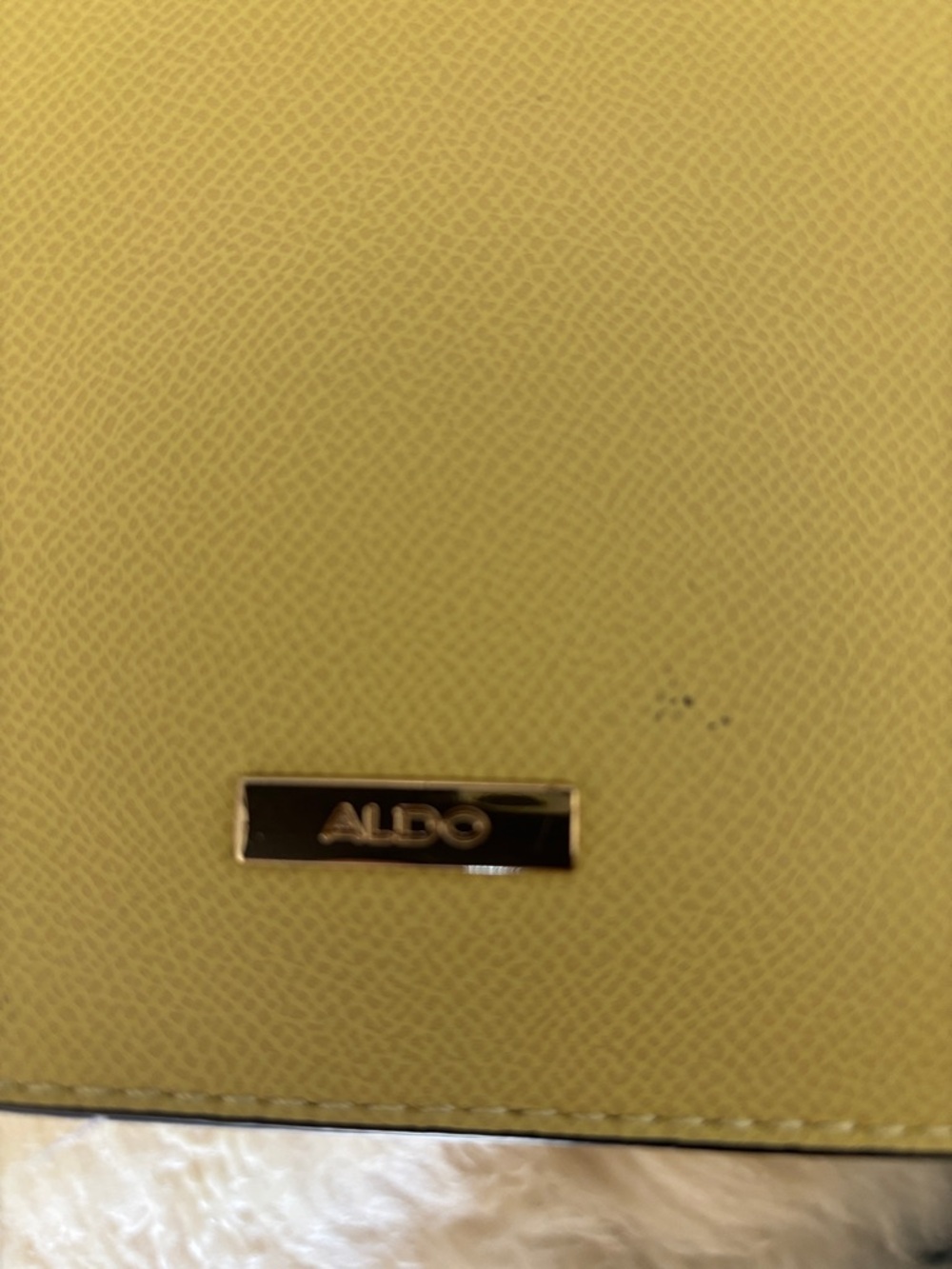 Aldo Two-Tone Pale Yellow and Light Gray Top-Handle Satchel - Picture 4 of 5